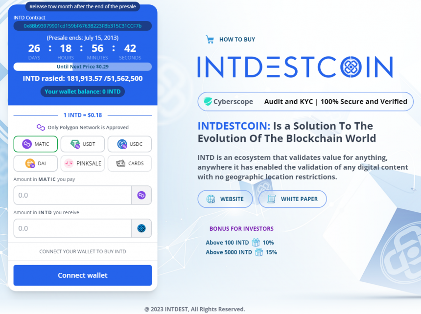 🛡 INTDESTCOIN is continuing its pre-sale legally and fairly.✅